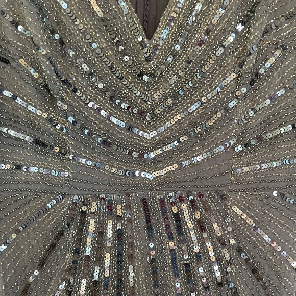 NWT Mac Duggal 93583 Beaded Cape Sleeve Column Gown Slate Blue Sz 8 $698 - Picture 6 of 16